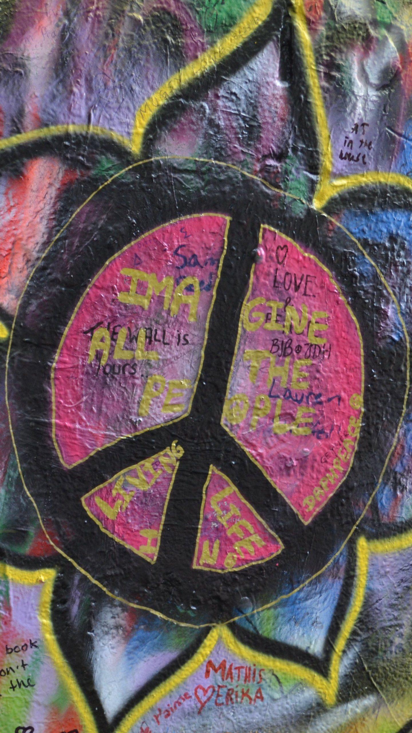 1440x2560 Lennon Wall Imagine Peace Flower Wallpaper, Android