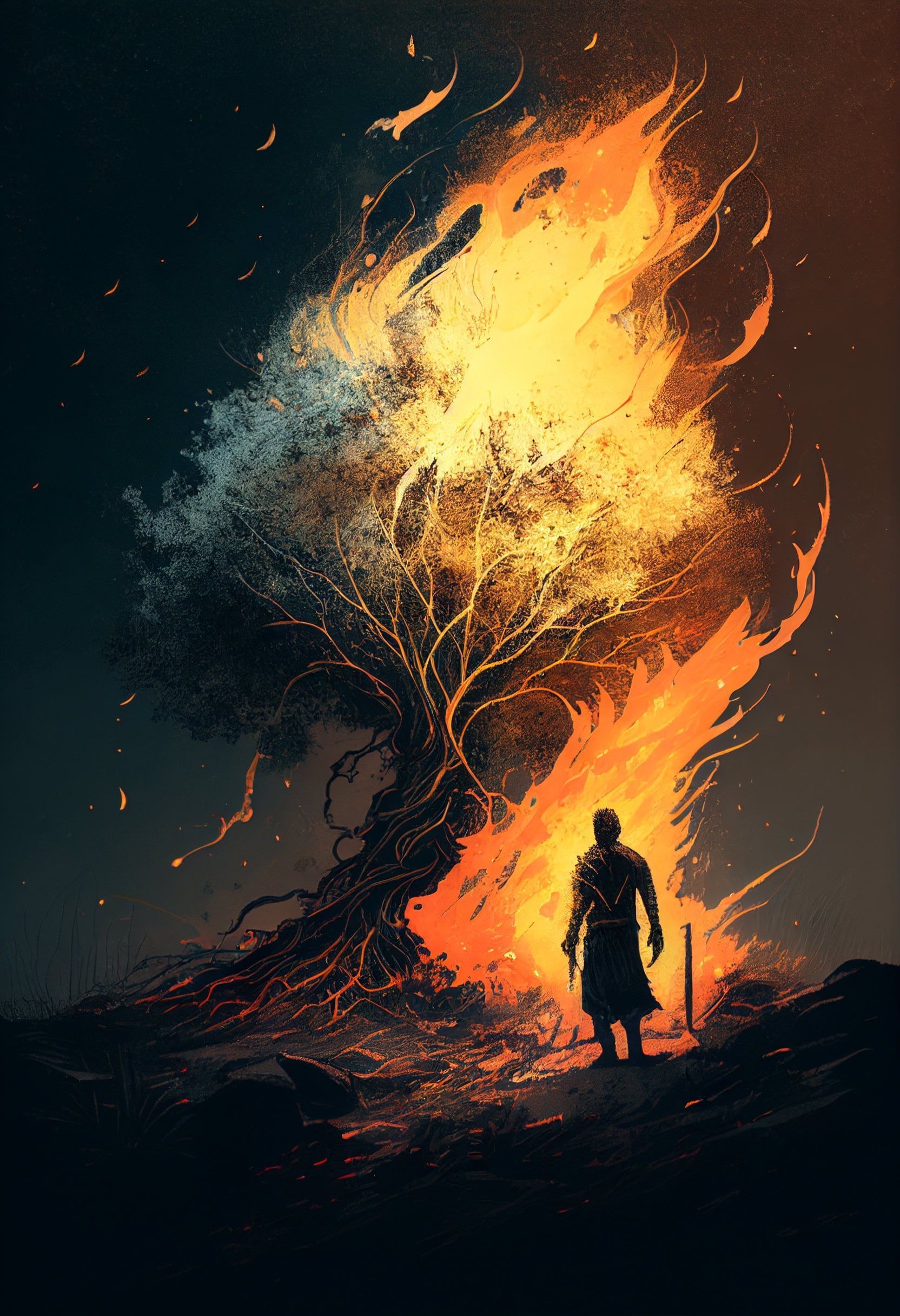 1664x2432 Digital Art of the Burning Bush