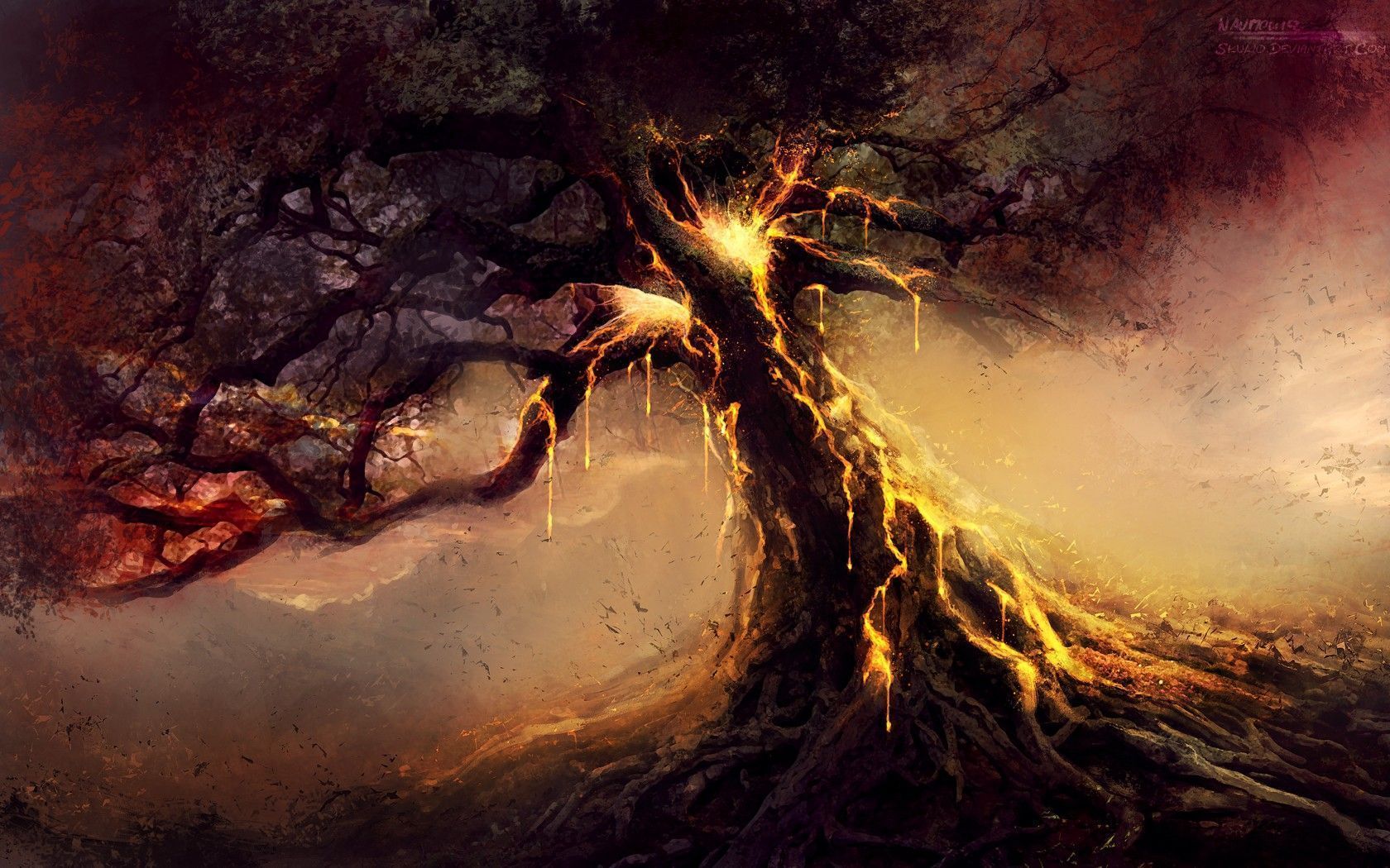 1680x1050 Burning Tree Wallpaper
