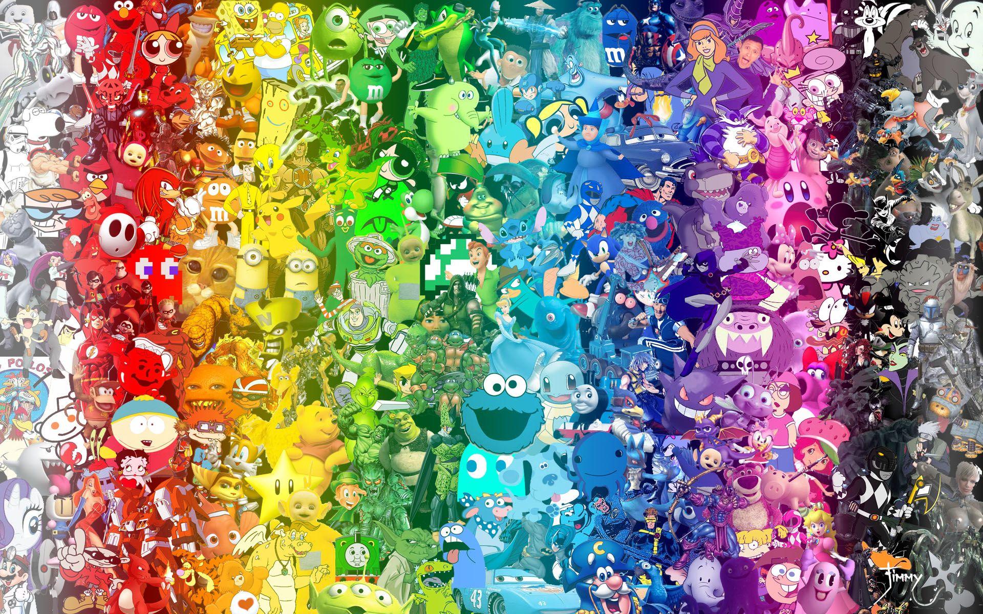 Hình nền thành phần nhân vật hoạt hình đầy màu sắc 1920x1200