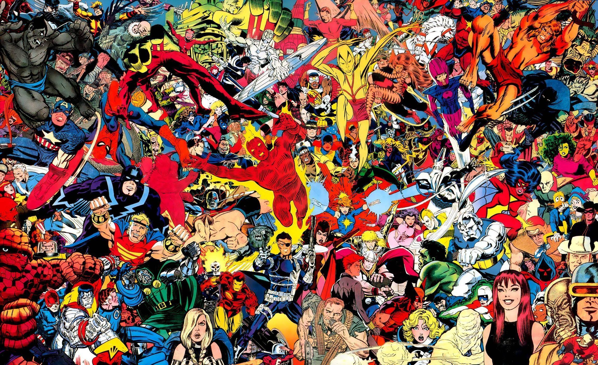 2304x1408 Marvel Comics Cartoon Characters Superheroes hình nền