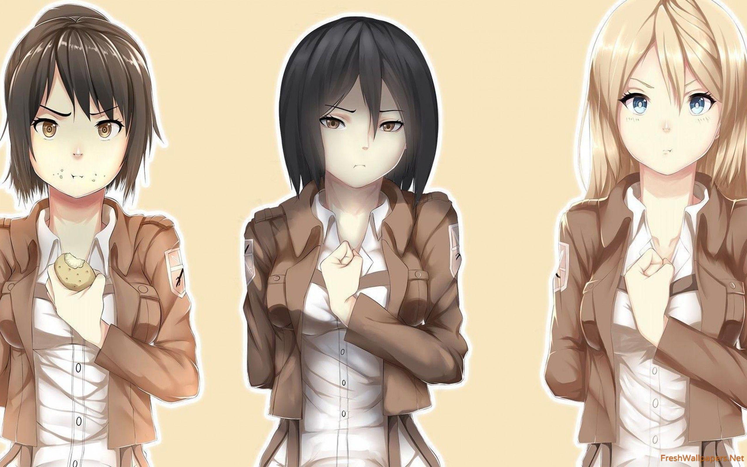 2560x1600 Shingeki no Kyojin female characters wallpaper