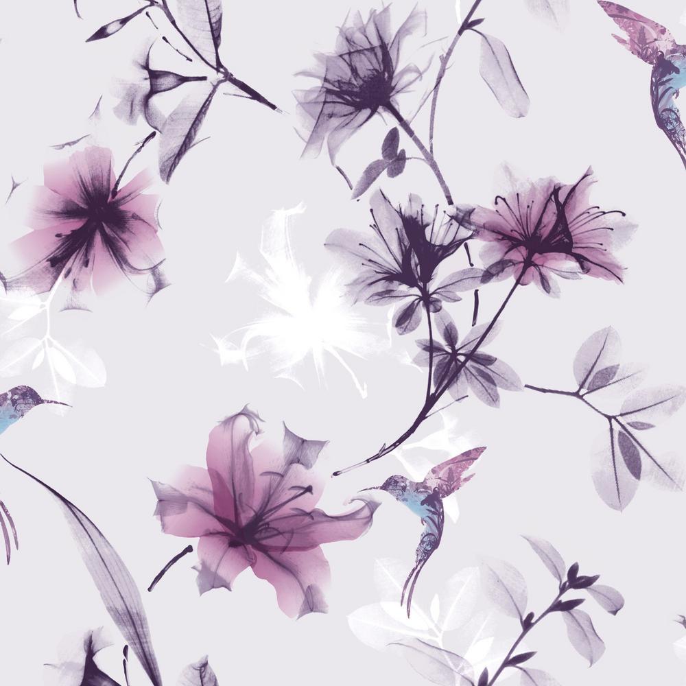 1000x1000 Graham & Brown X Ray Floral Purple And Pink Removable