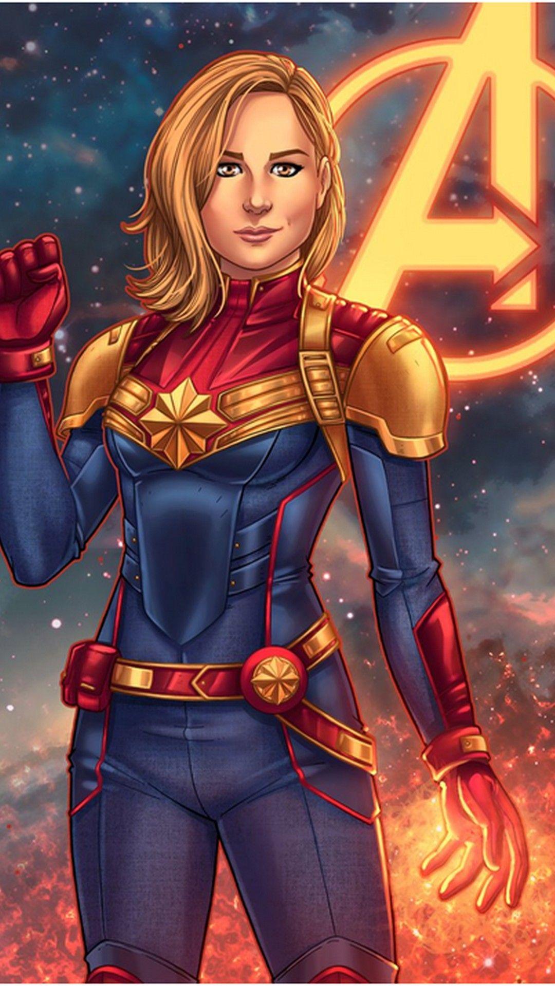 Hình nền iPhone X 1080x1920 Captain Marvel Animated.  Phim 2019