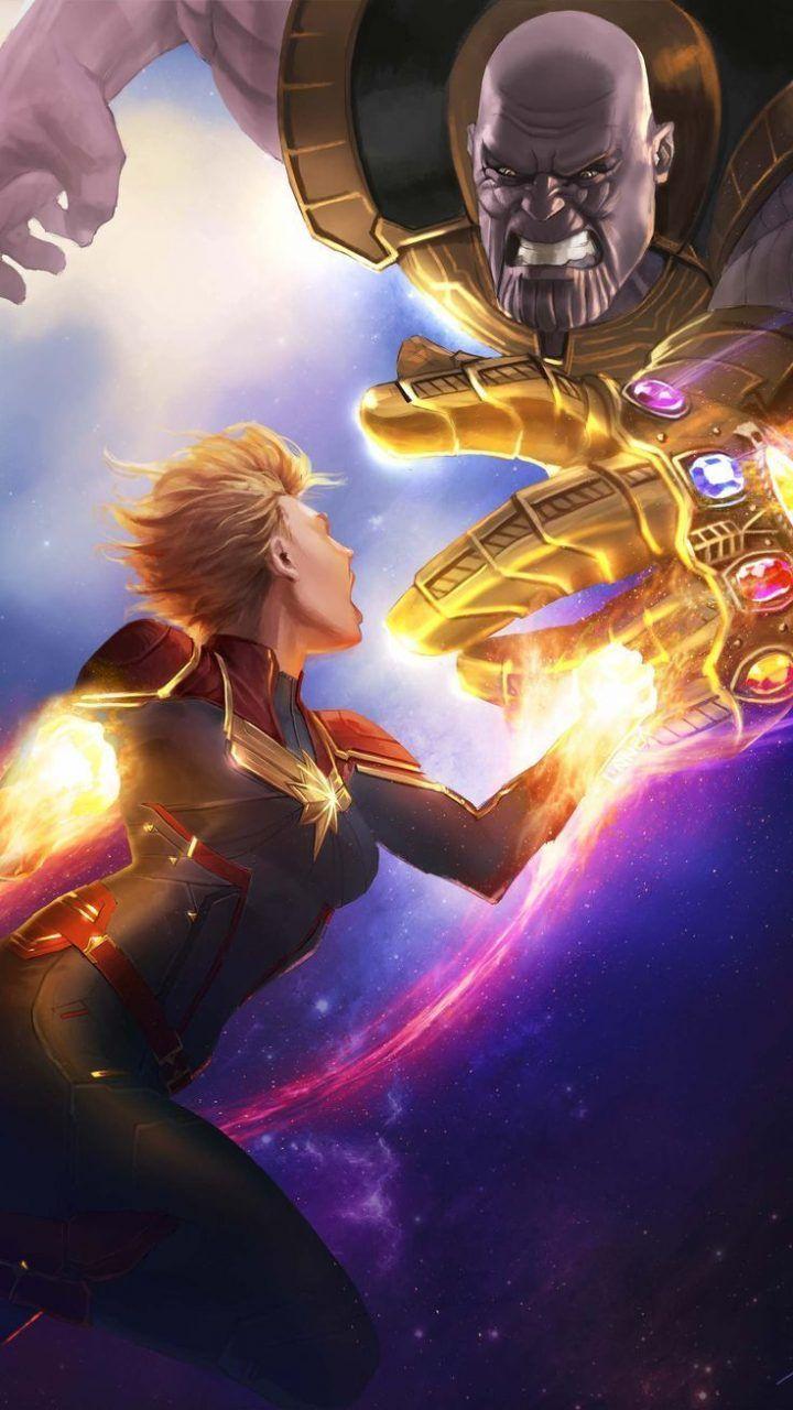 720x1280 Thanos Vs Captain Marvel Fight Avengers Endgame iPhone