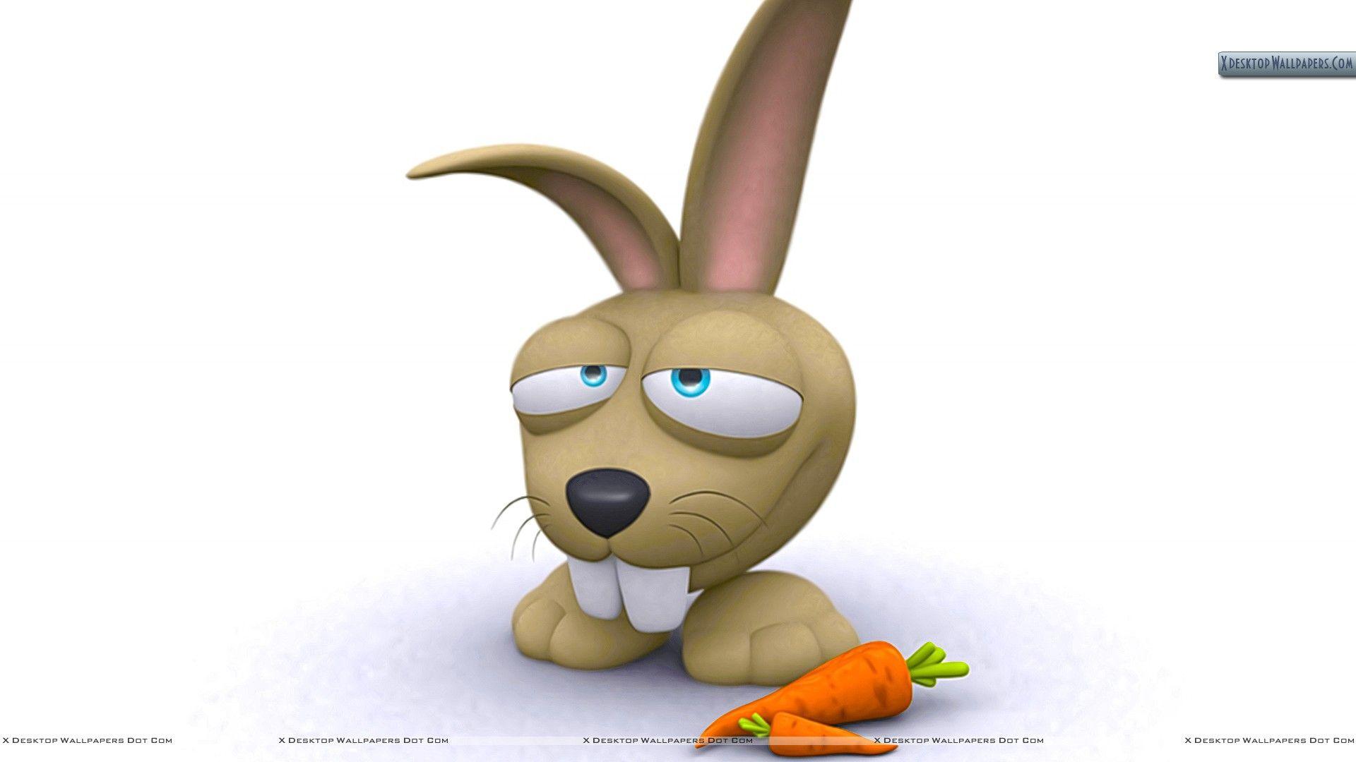 1920x1080 3D Rabbit With Two Carrots Wallpaper