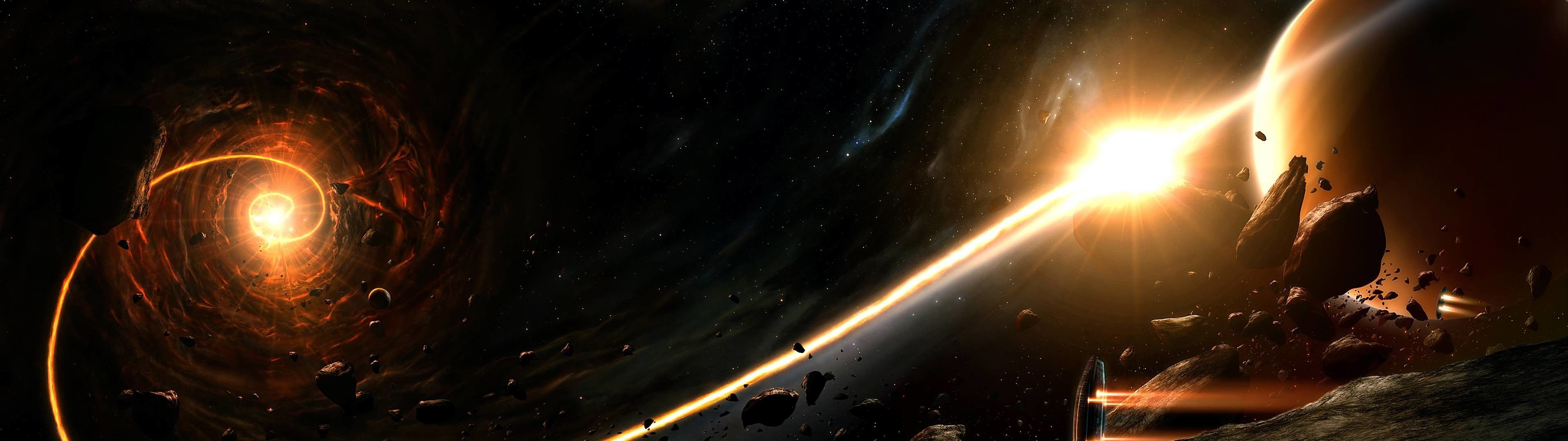 3840x1080 Dual Monitor Space Wallpaper