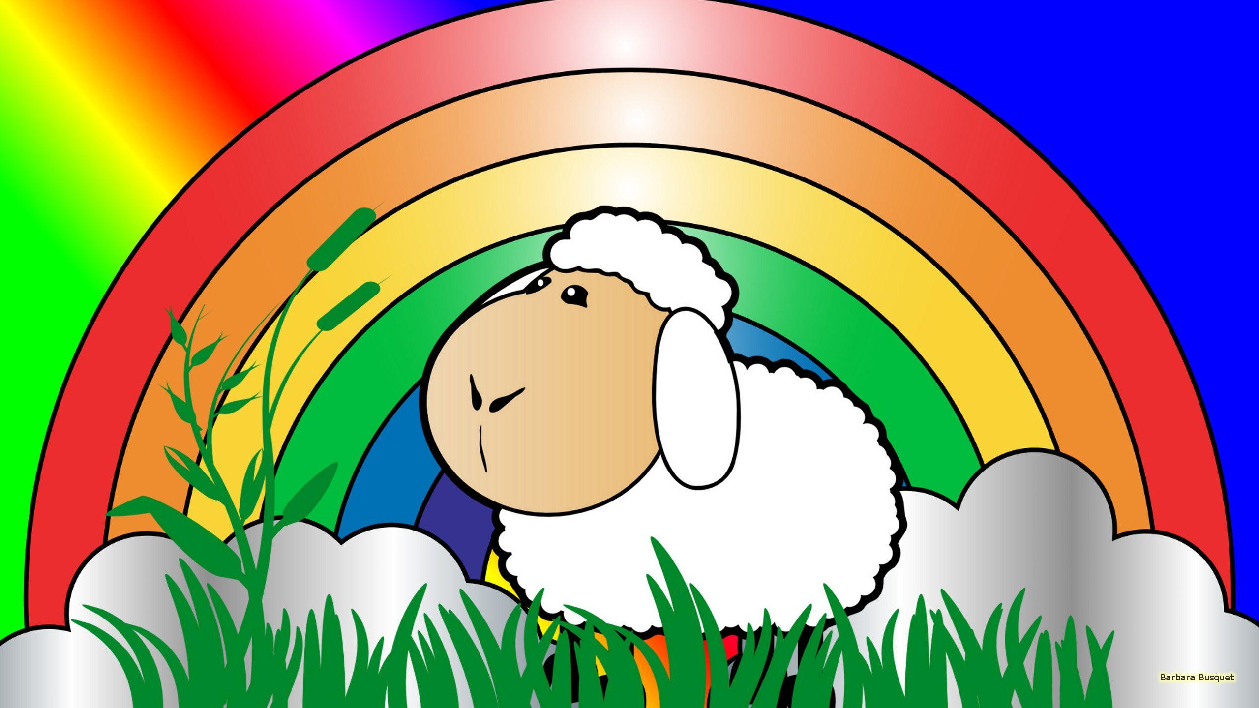 2560x1440 Sheep and rainbow. Barbaras HD Wallpaper