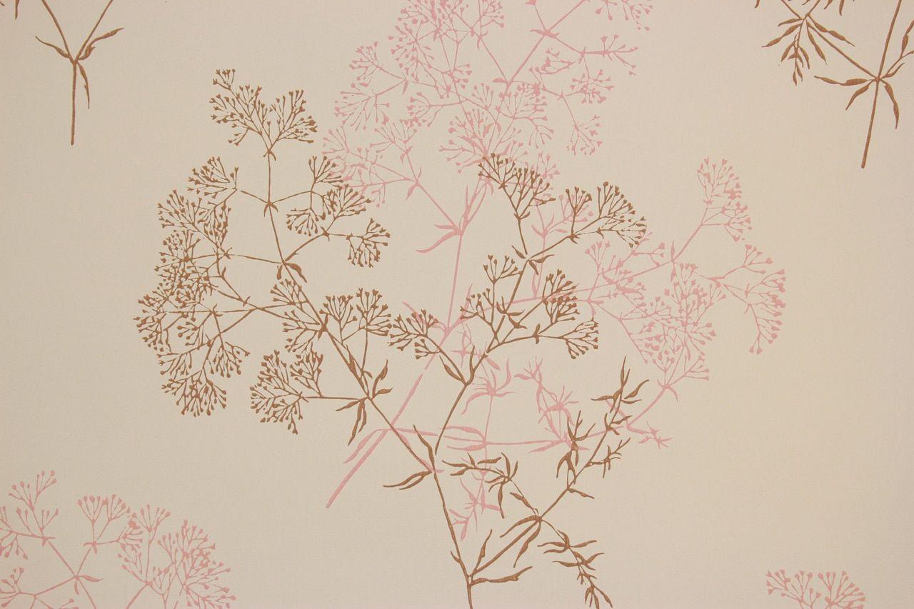 1280x853 1960s Vintage Wallpaper Pink Brown Flowers on Beige's