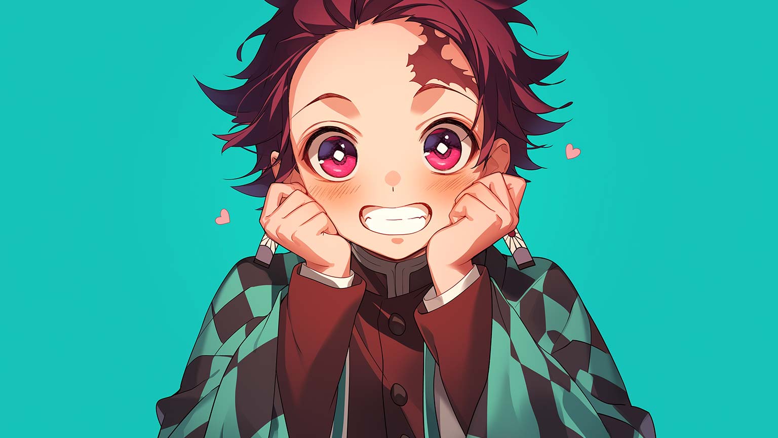 1536x864 Demon Slayer Tanjiro Smile Turquoise