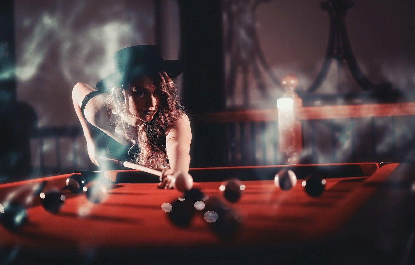 1332x850 Wallpaper girl, Billiards, hat image for desktop, section