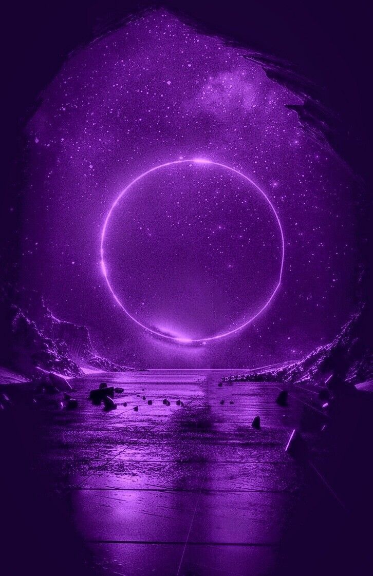 726x1122 Purple Aesthetic Background with Stars and Water. Fantasy wallpaper ideas, Glowing circle night scene, Inspiration for digital art