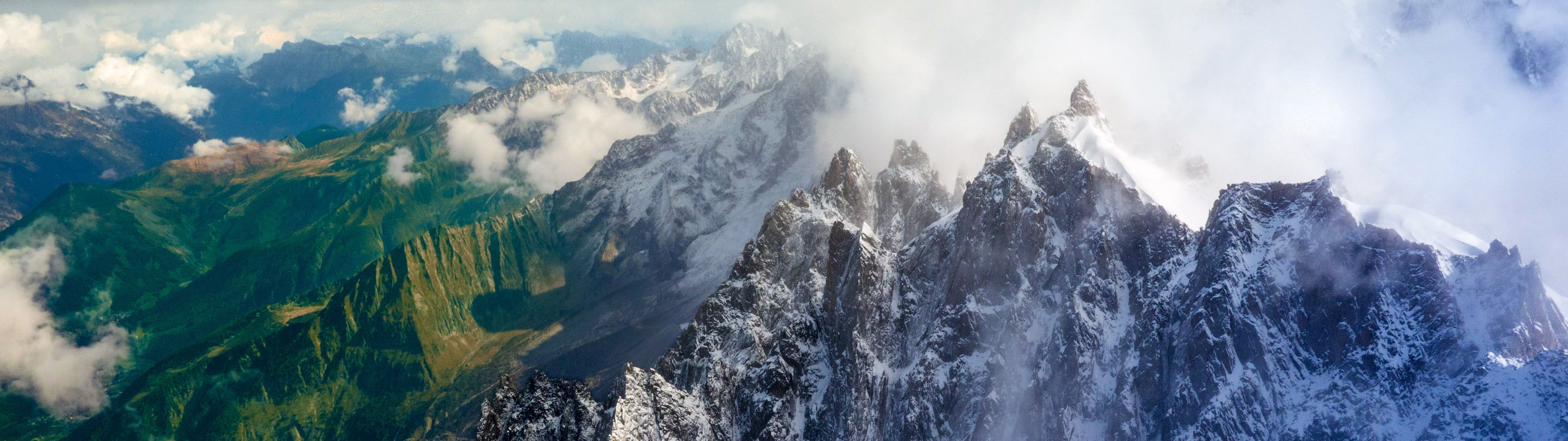 4752x1337 HD wallpaper: landscape, France, Alps