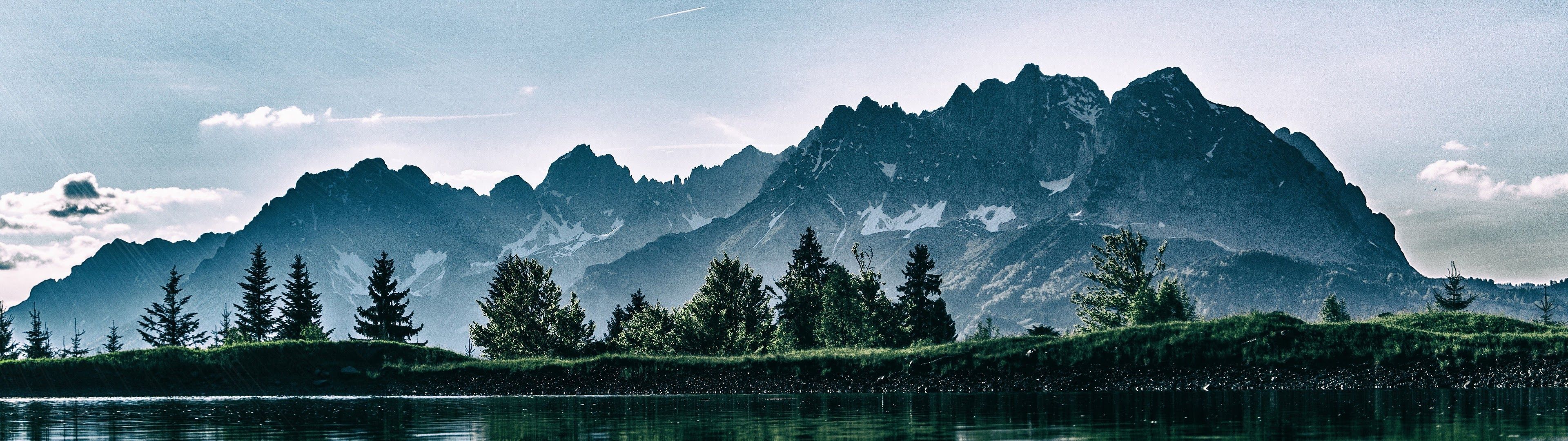 3840x1080 Mountain Landscape Trees Nature Scenery