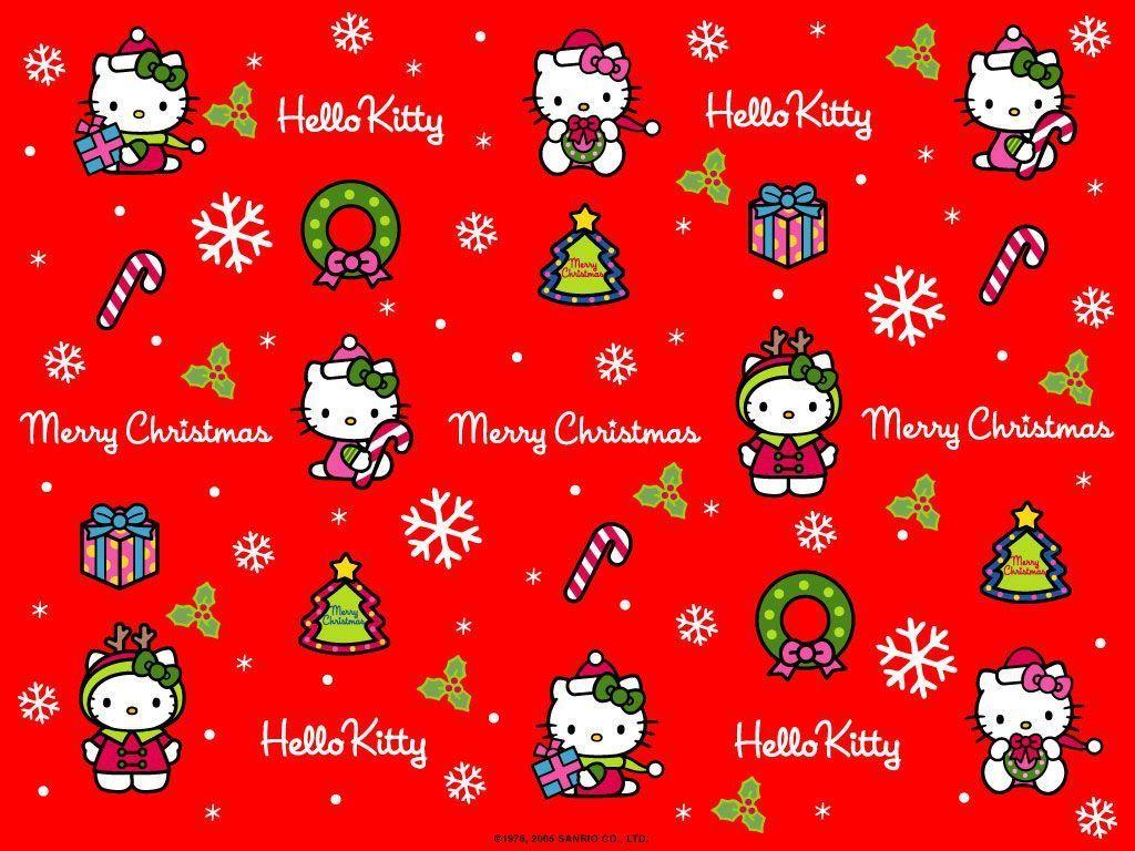 1024x768 Christmas hello kitty wallpaper