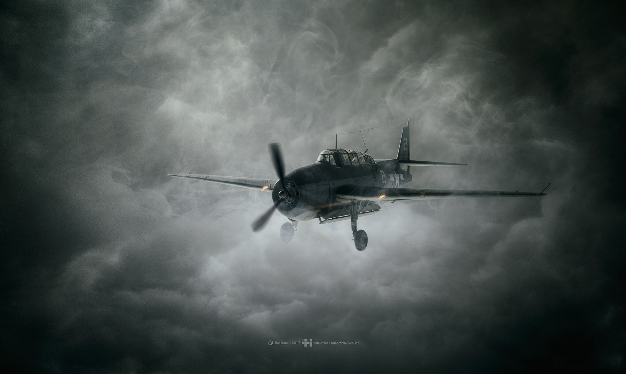 2000x1194 Aircraft Dark Clouds Wallpaper, HD