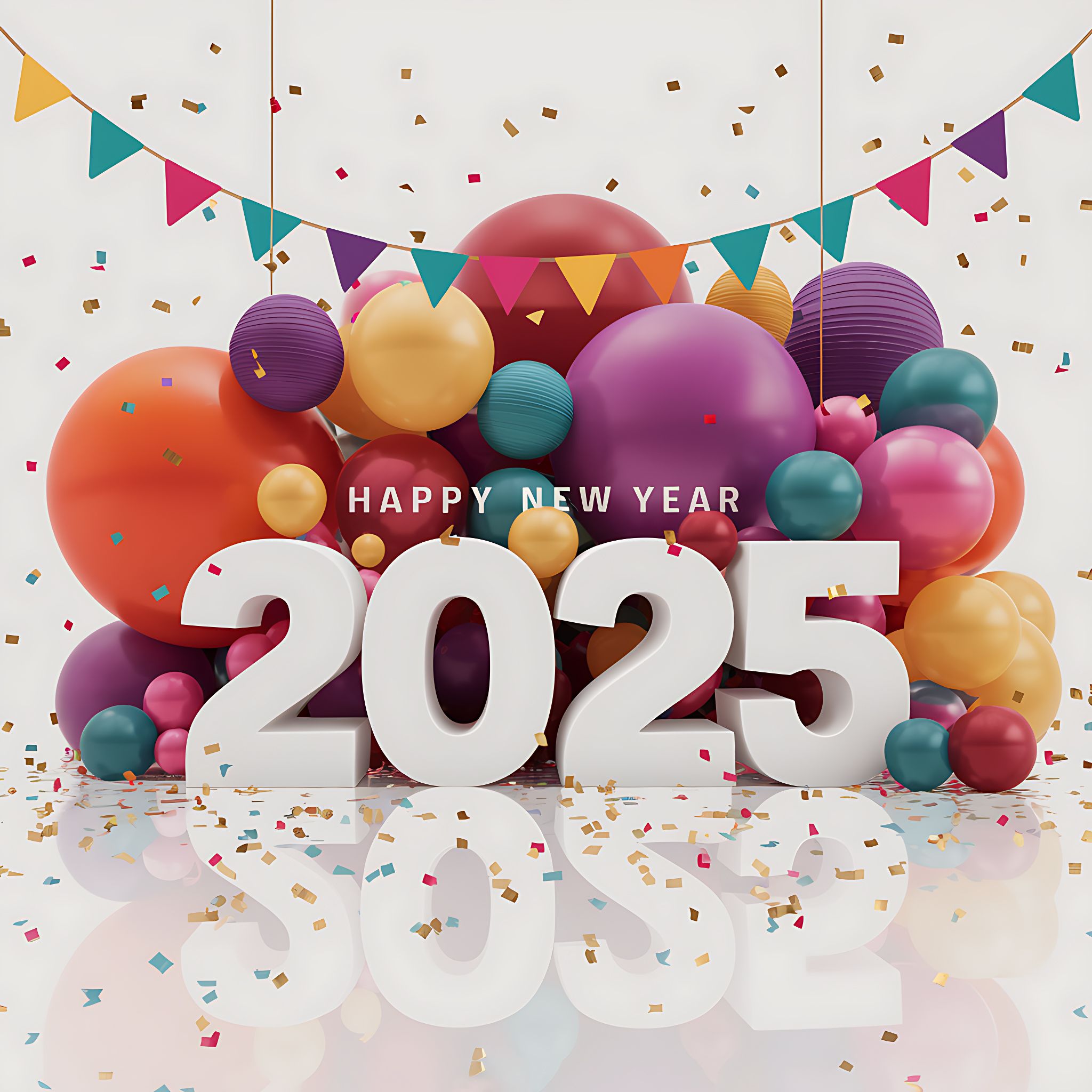 2048x2048 Free Colorful 2025 New Year Background