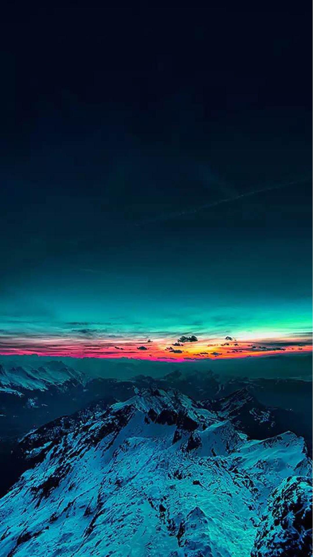 1080x1920 Sky On Fire Mountain Range Sunset iPhone 8 Wallpaper Free Download