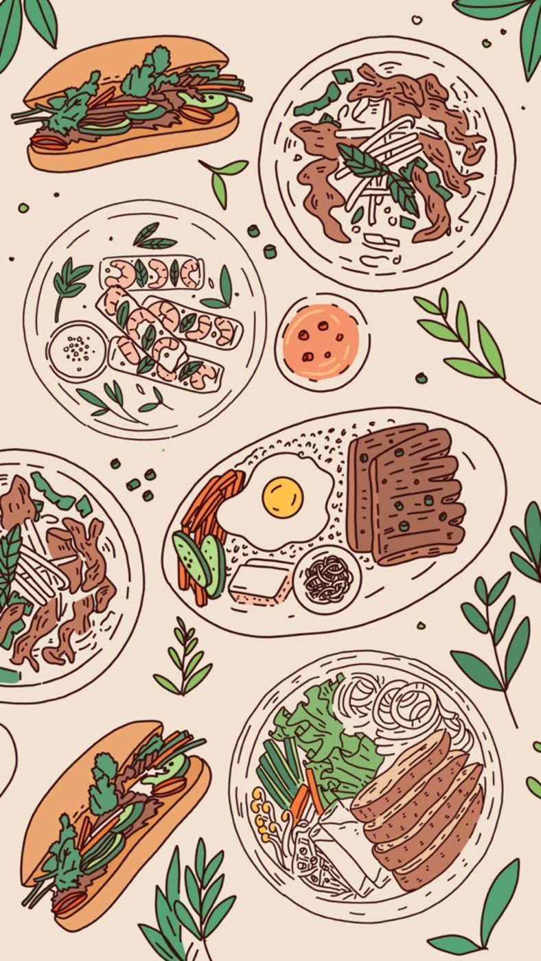 788x1400 Table set with popular Vietnamese food