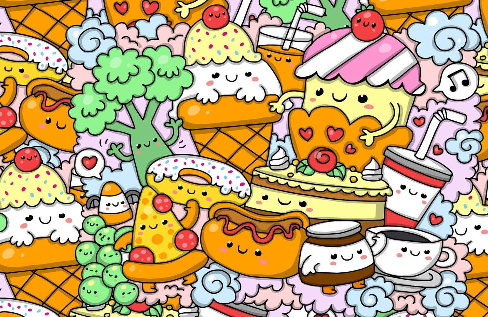 1661x1080 Download Colorful Kawaii Food
