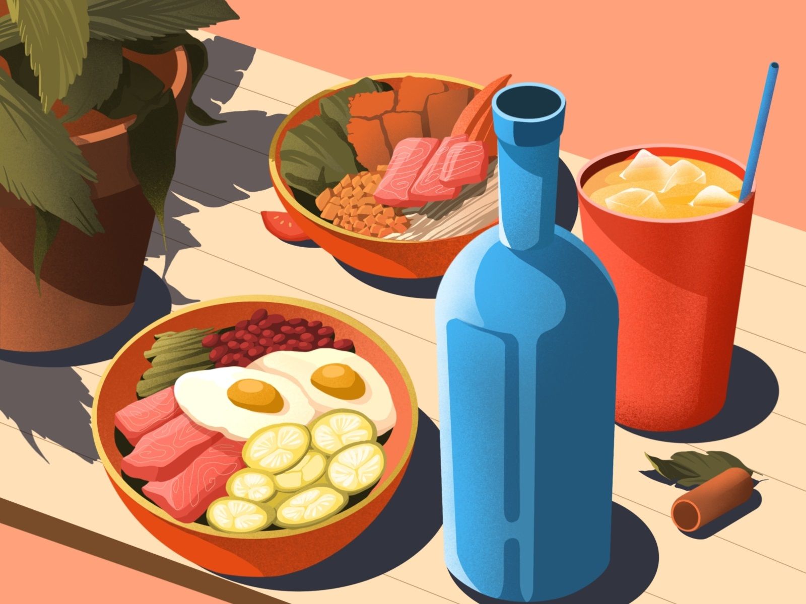 1600x1200 Food in Bright Digital Illustrations