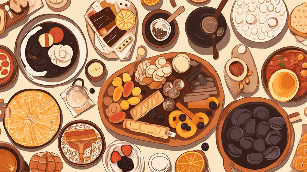 1200x675 Food Gourmet Illustration Background