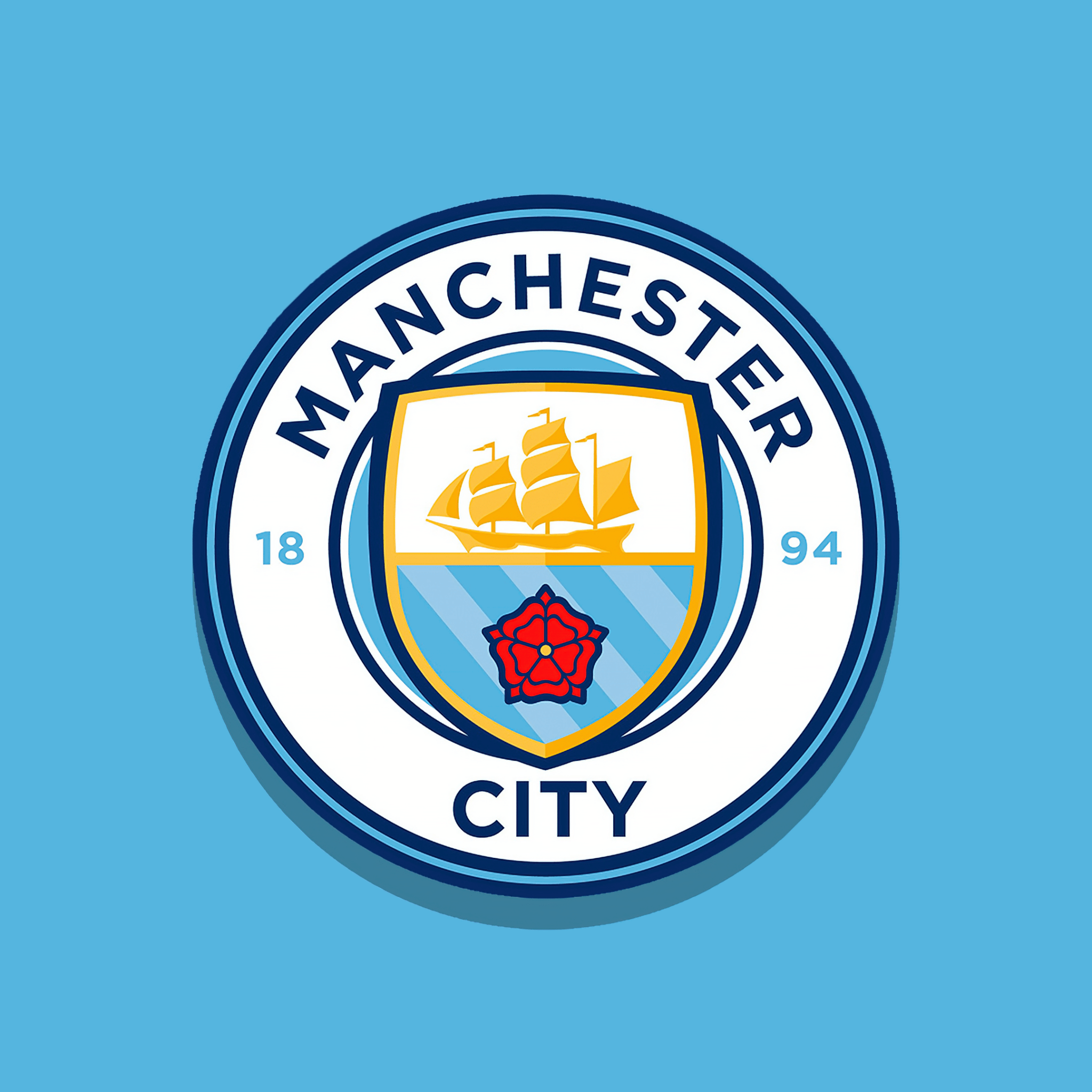 2048x2048 Manchester City FC Wallpaper 4K, Football team, Cyan background