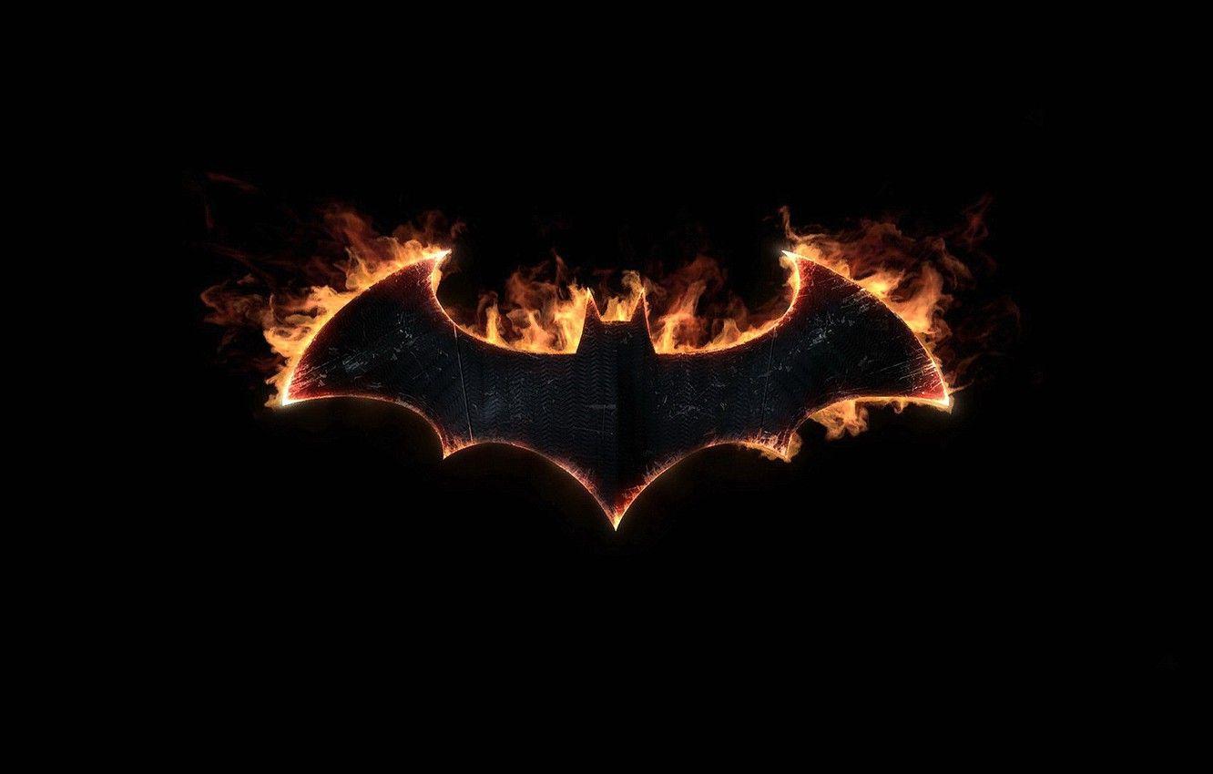 1332x850 Wallpaper batman, sign, symbol, bat, fire, emblem, logo