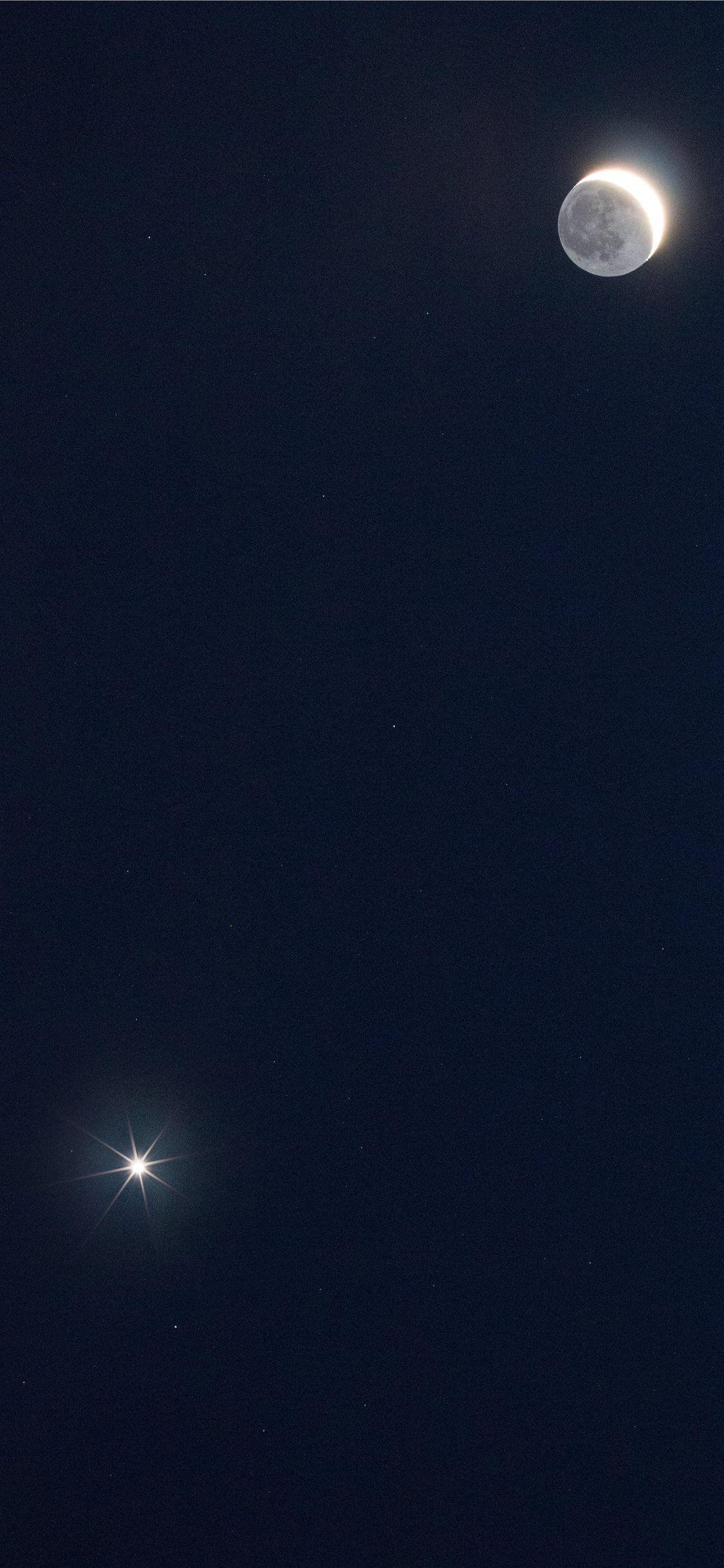 1125x2436 Moon and Venus iPhone X Wallpaper Free Download