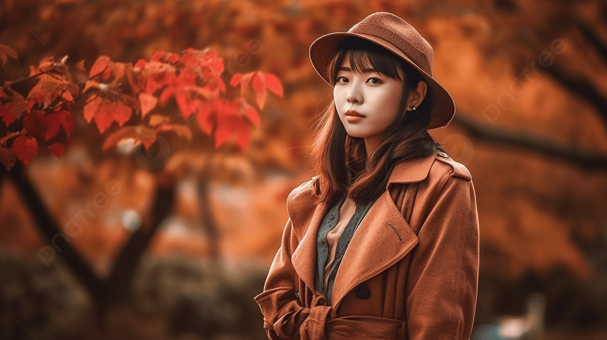 1200x673 Korean Woman Wearing An Orange Coat