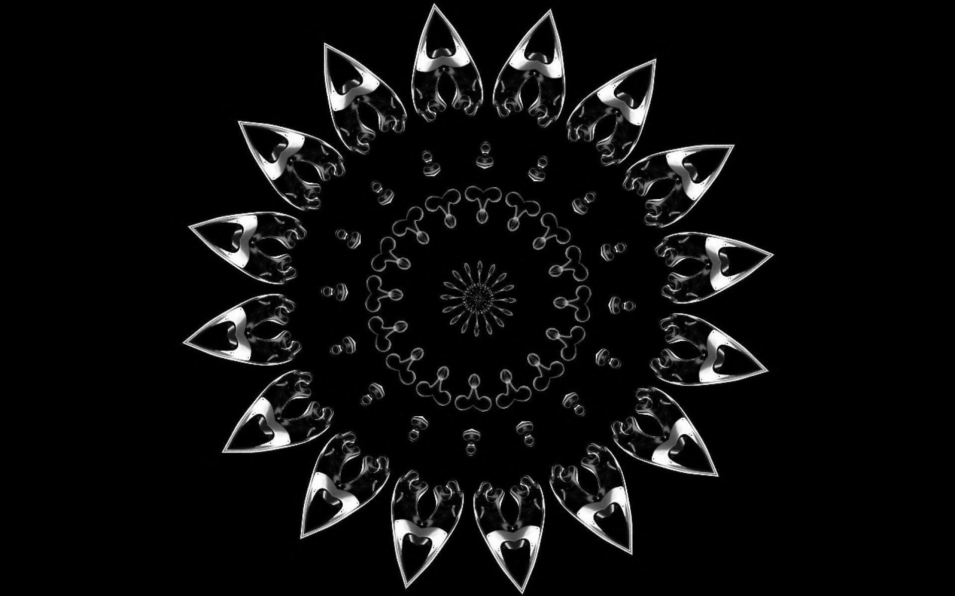 1920x1200 Mandala Black and White Wallpaper