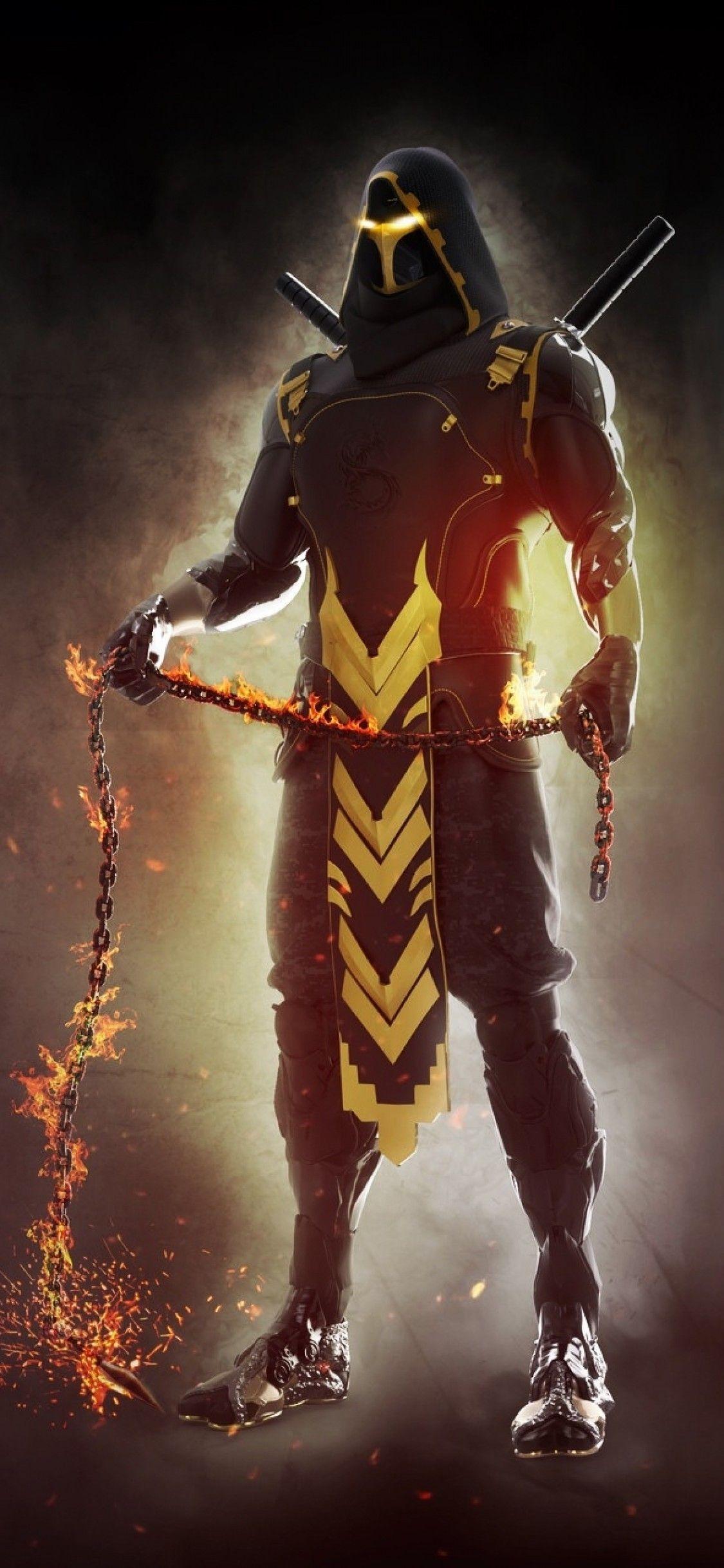 1125x2436 Download 1125x2436 Mortal Kombat, Scorpion Wallpaper