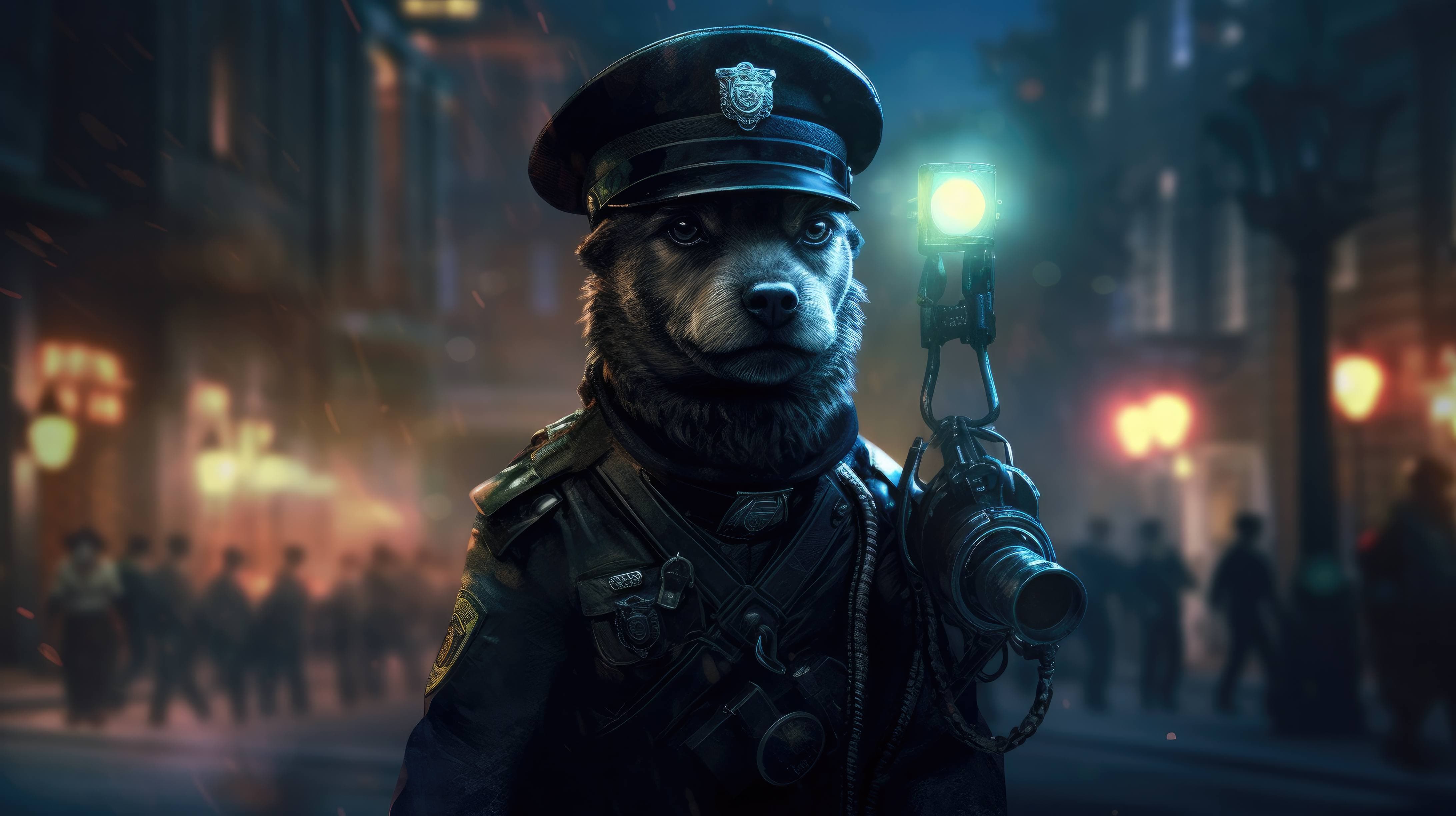 4368x2448 4K ultra HD wallpaper of a dog dressed