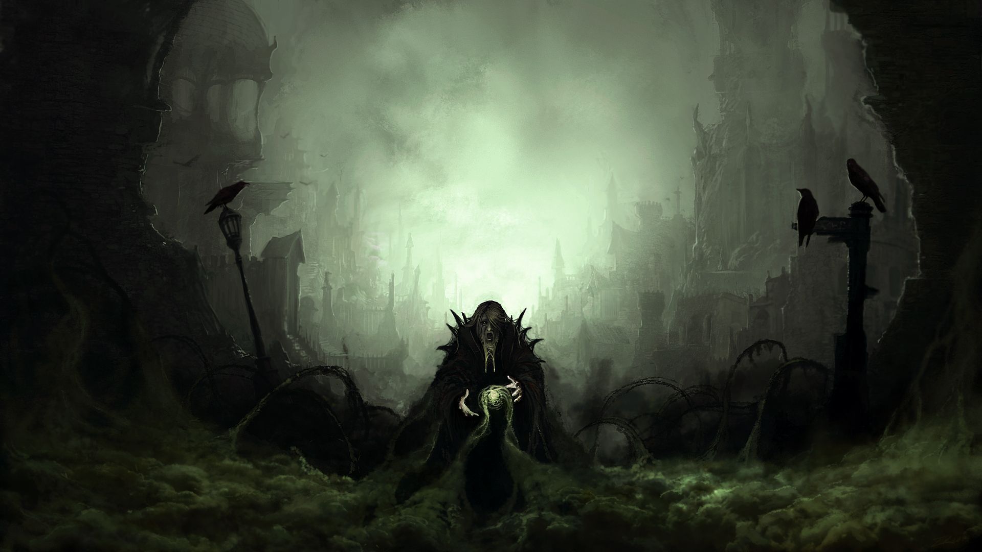 1920x1080 Dark Sorcerer: HD Wallpaper of a