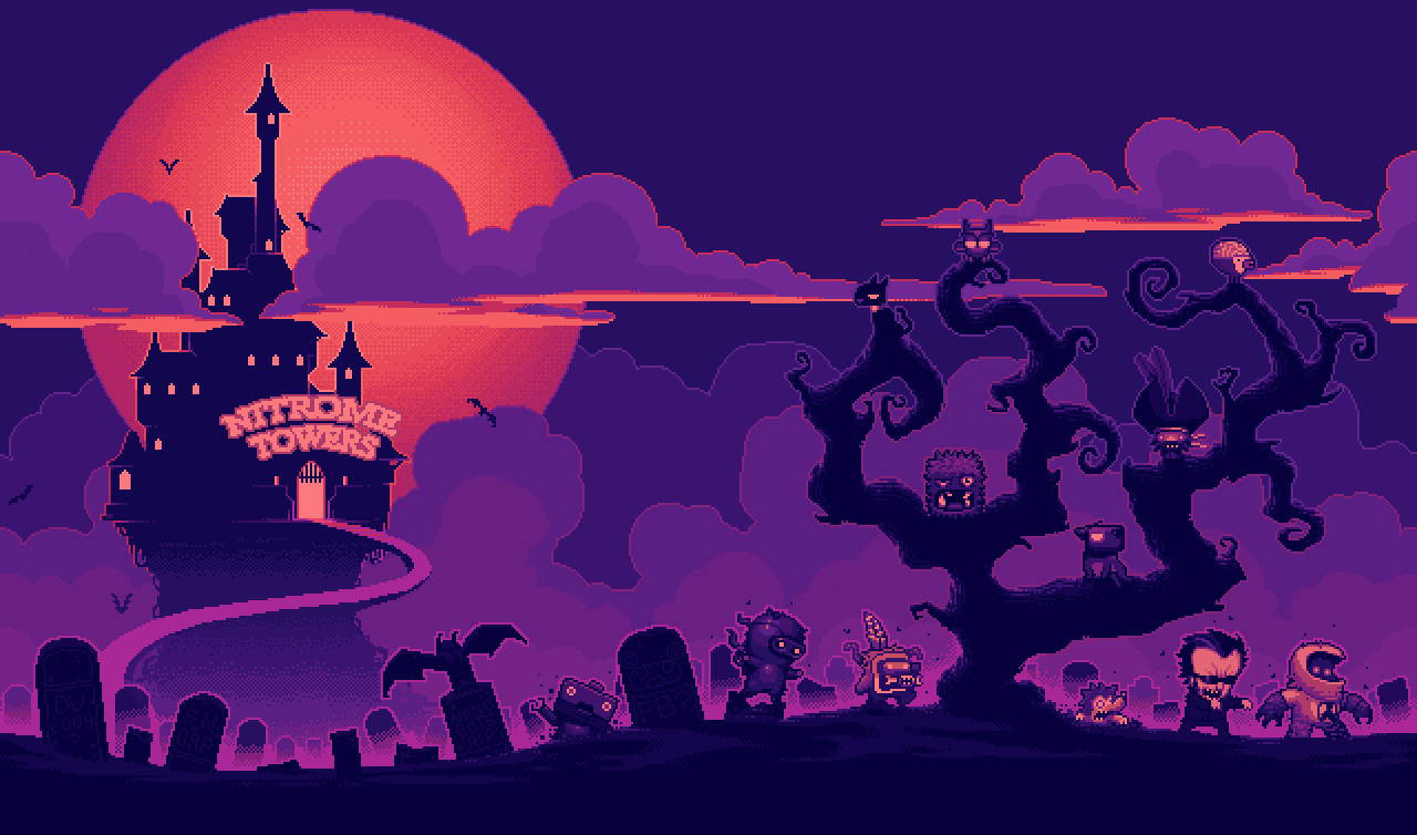 1280x754 Halloween Pixel Art Wallpaper