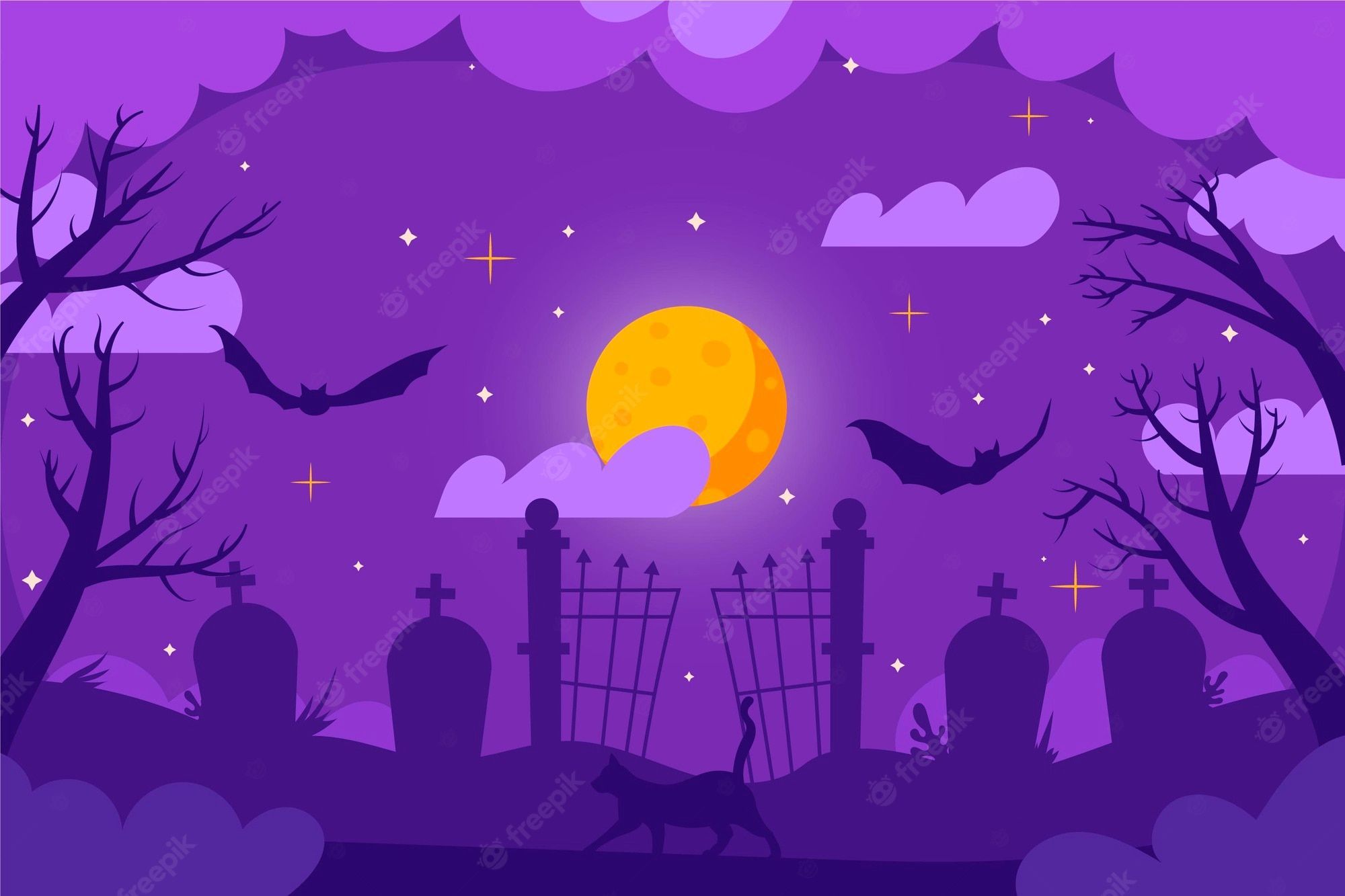 2000x1333 Pixel Halloween Purple Wallpaper
