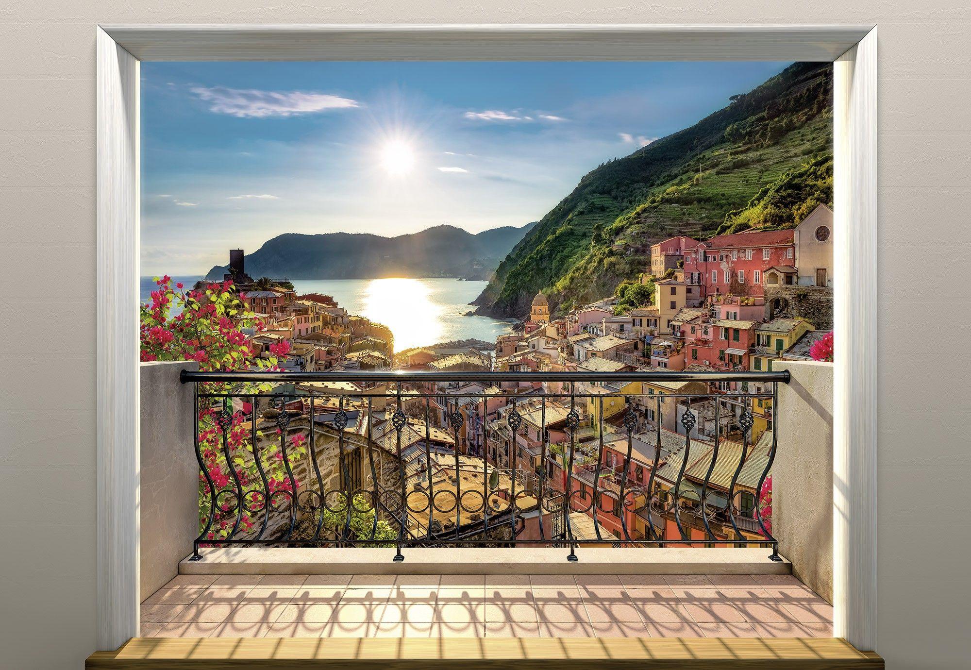 2000x1380 Sun set over the Cinque Terre wall mural wallpaper