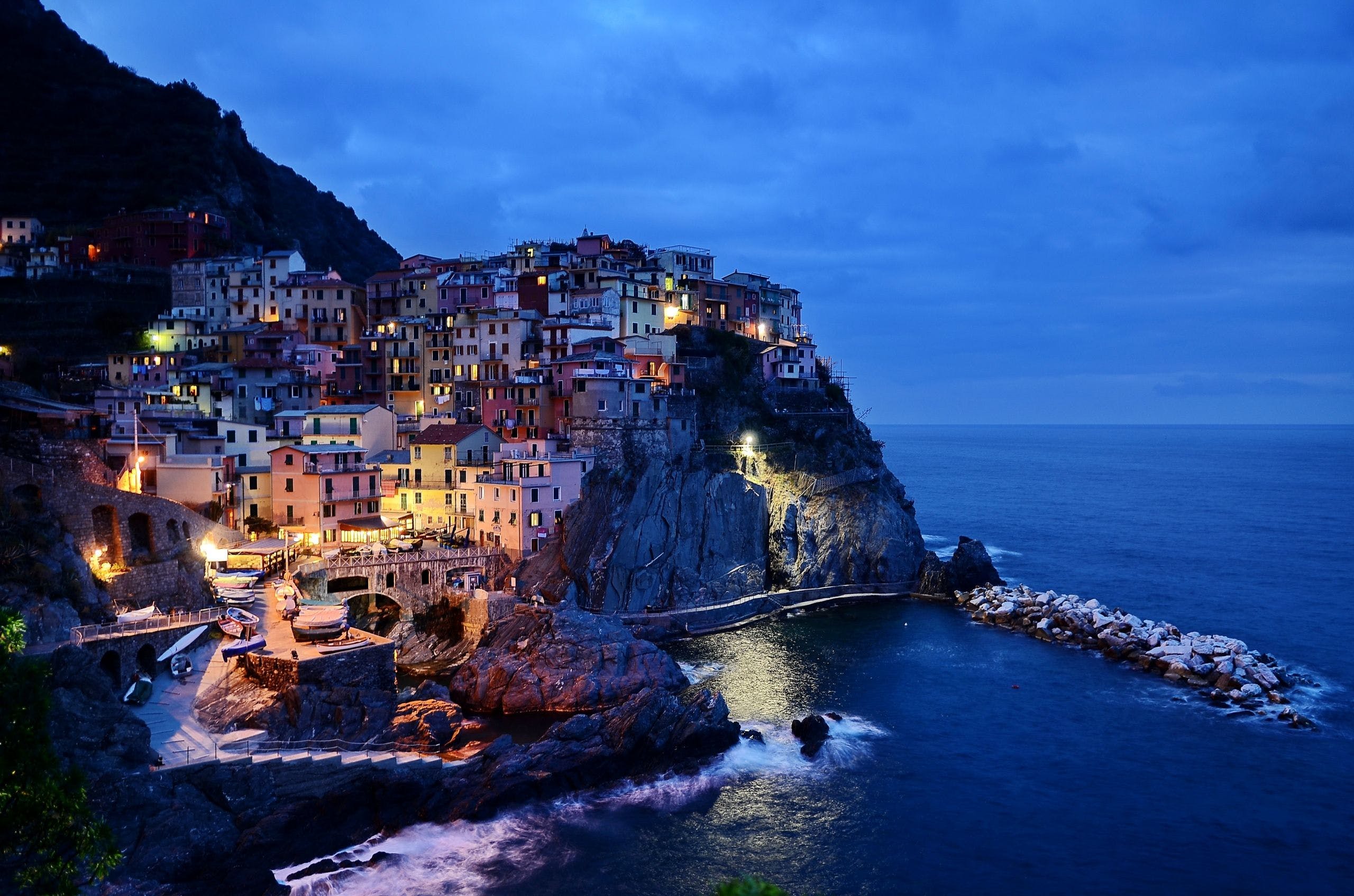2560x1696 HD Cinque Terre by Night in Italy Wallpaper ·