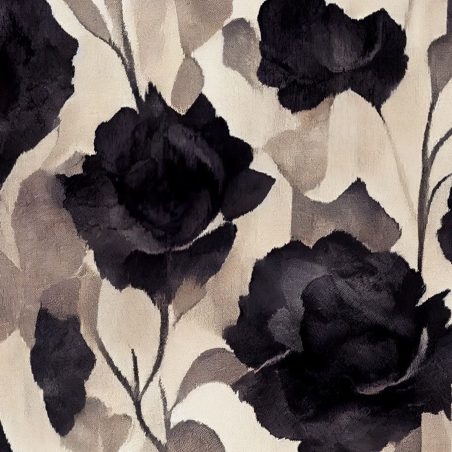 900x900 Black Floral Self Adhesive Wallpaper
