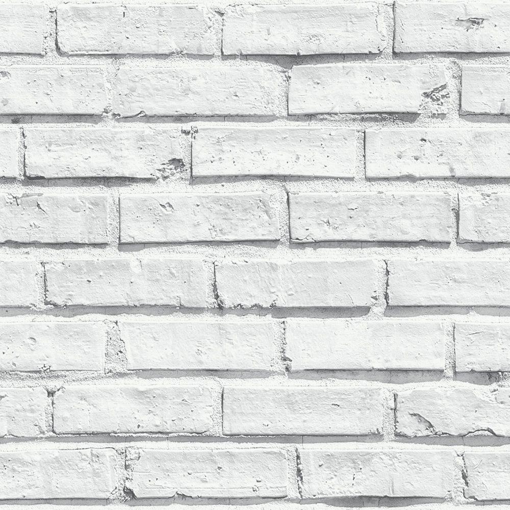 1000x1000 VIP White Brick Wall Photographic Stone Effect Wallpaper 623004