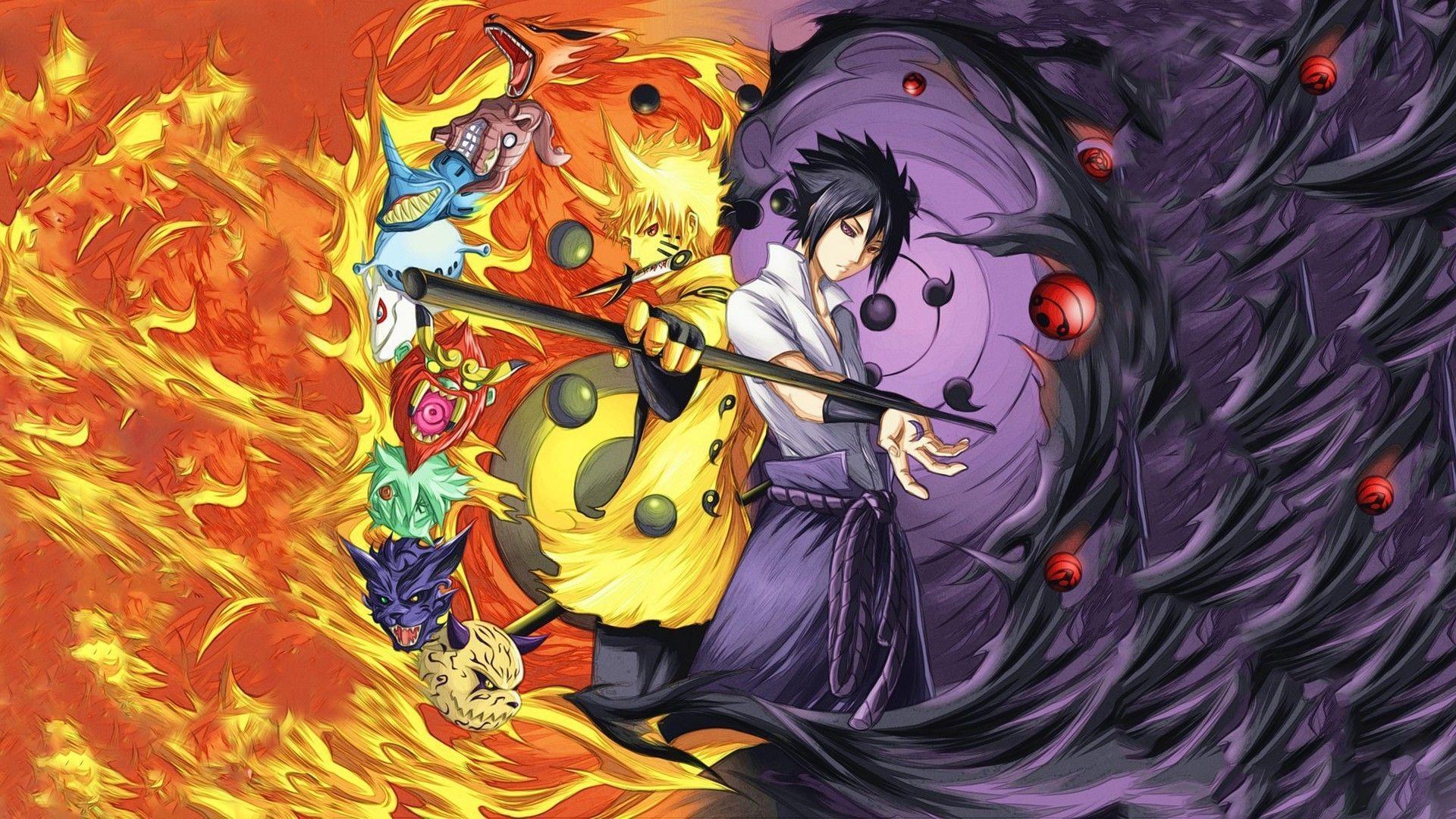 1920x1080 Adult Naruto and Adult Sasuke vs teen