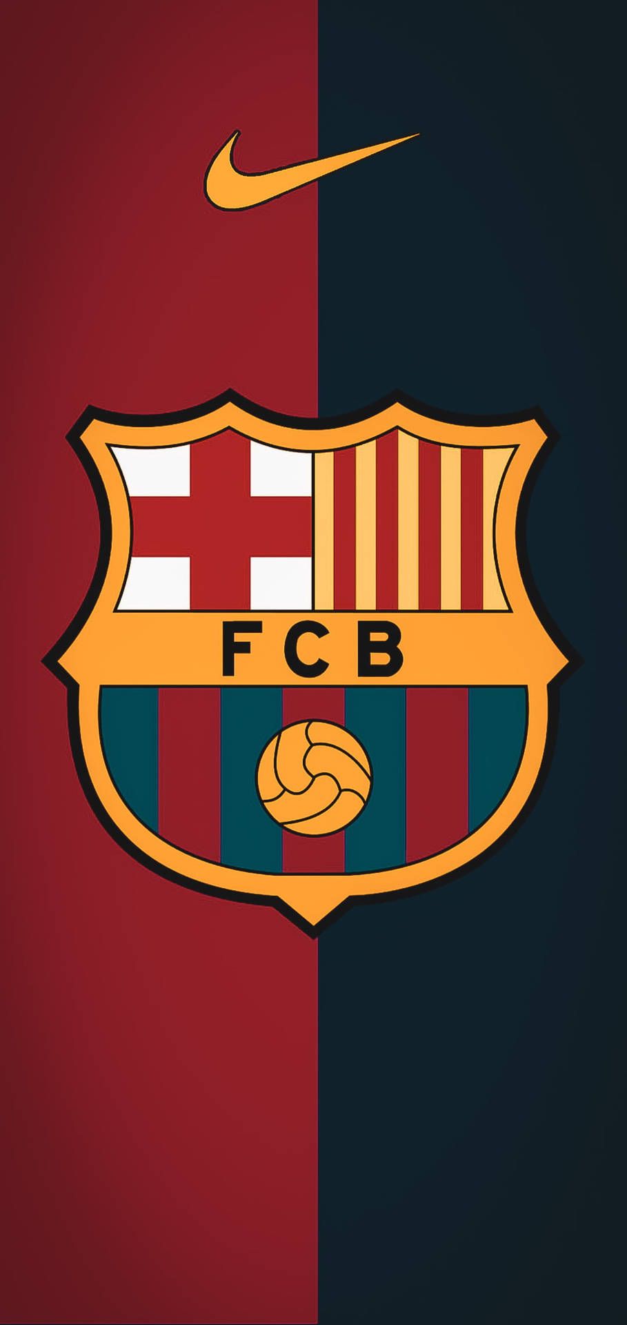 909x1920 Barcelona Fc And Nike Logos Wallpaper