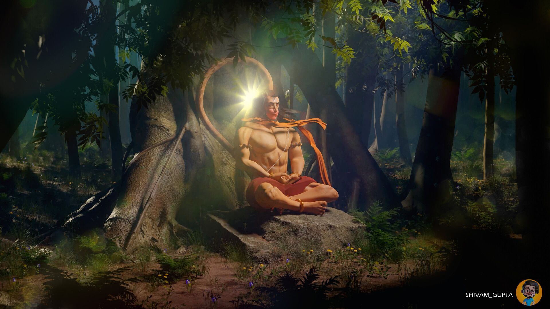 1920x1080 Hindu god hanuman 4K wallpaper and 3D Animation