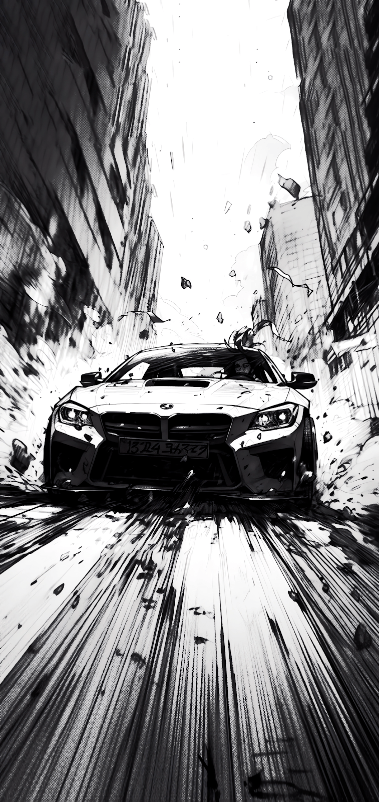 757x1600 White Sports Car Wallpaper 4K