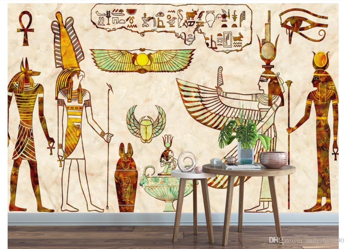 1180x847 Wholesale Murals 3D Wallpaper Home Decor Photo Background Wallpaper Nostalgic Vintage Egyptian Idol Living Room Large Wall Art Mural