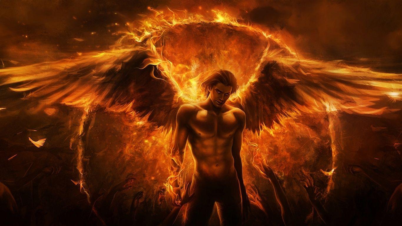 1366x768 Wallpaper Black magic flame angel 1920x1080 Full HD 2K