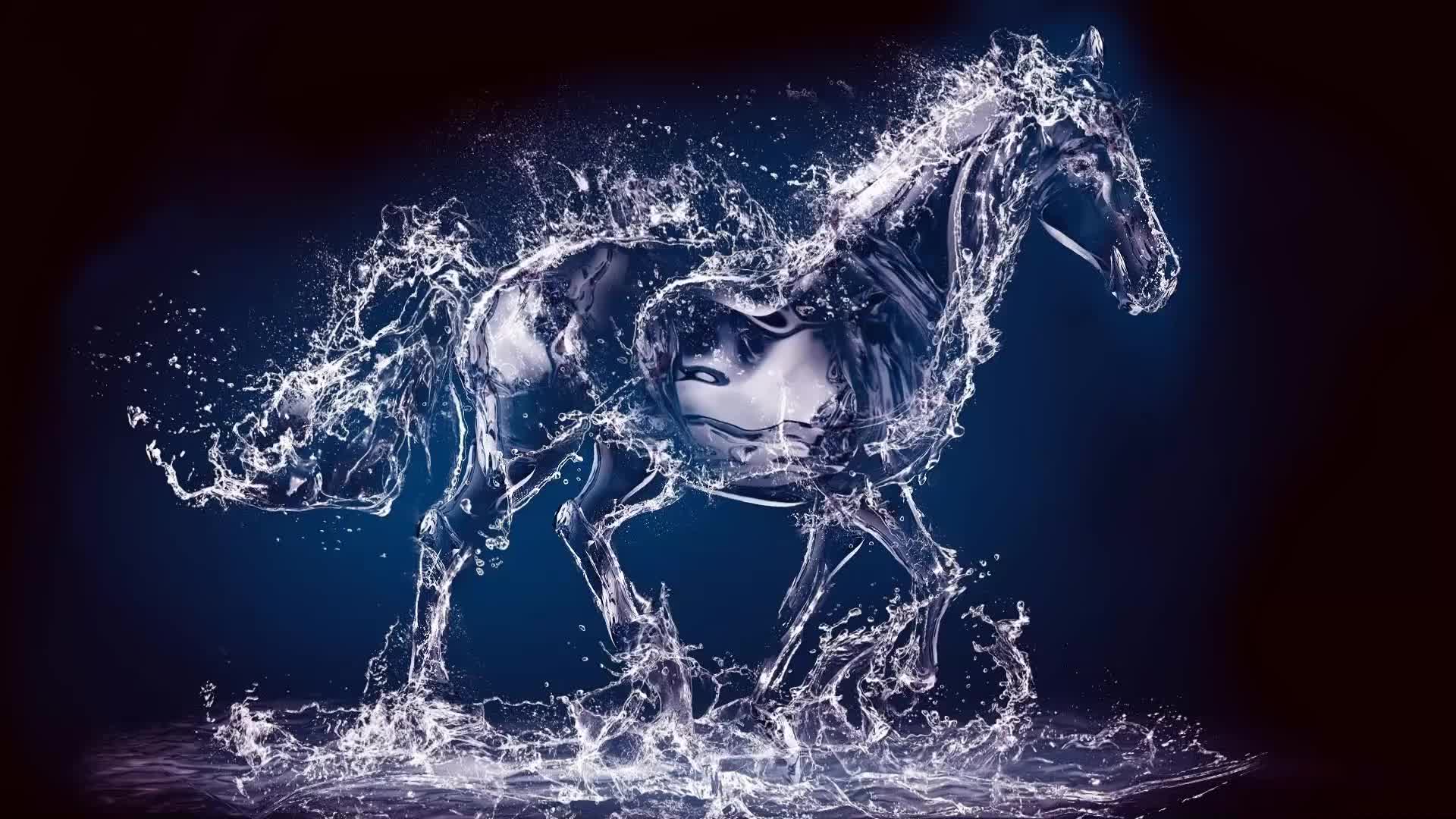 1920x1080 3D Water Horse Liquid Live Wallpaper