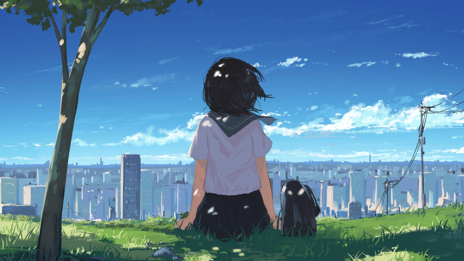 1920x1080 Anime Girl 4k Ultra HD City Wallpaper