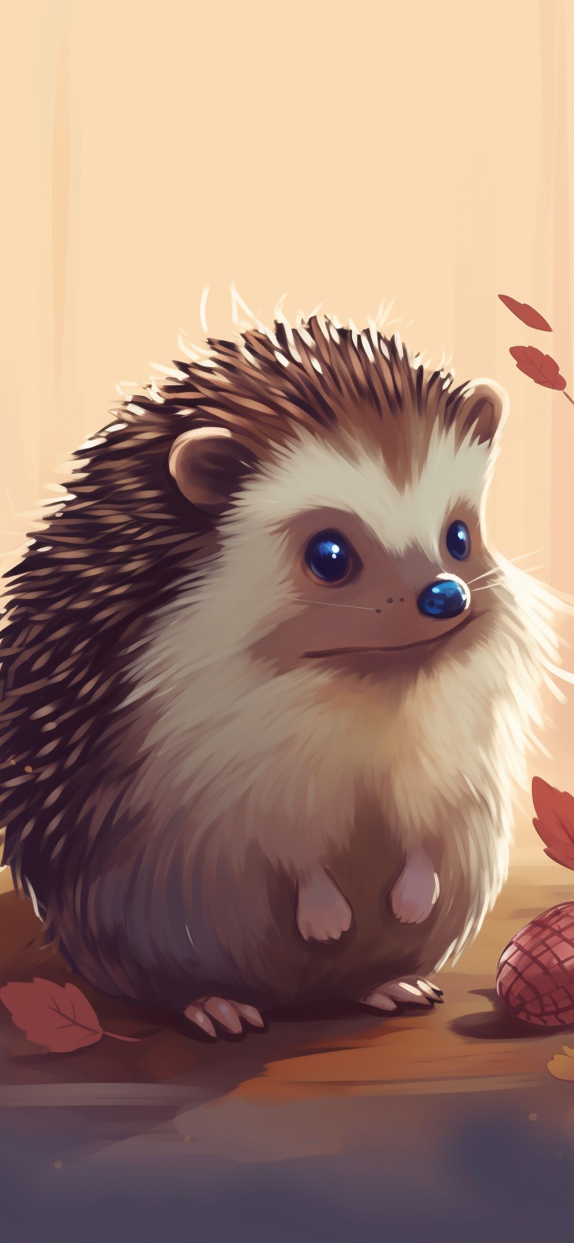 1183x2560 Cute Hedgehog Beige Wallpaper