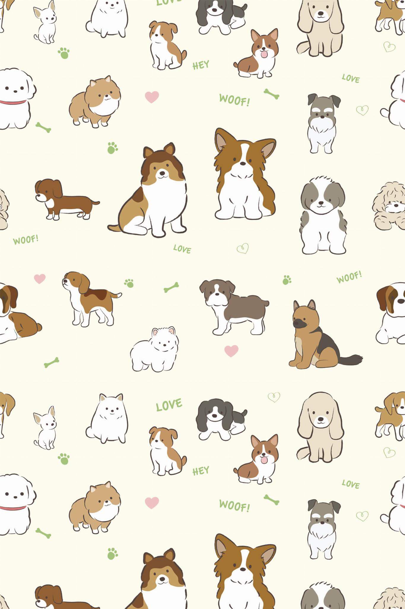 1365x2048 Beige Pups Peel and Stick Wallpaper